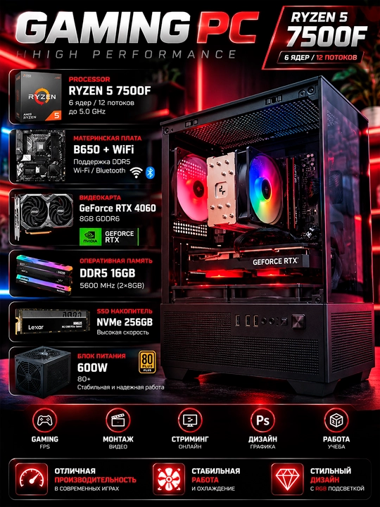 Gaming pc — ryzen 5 7500f + rtx 4060