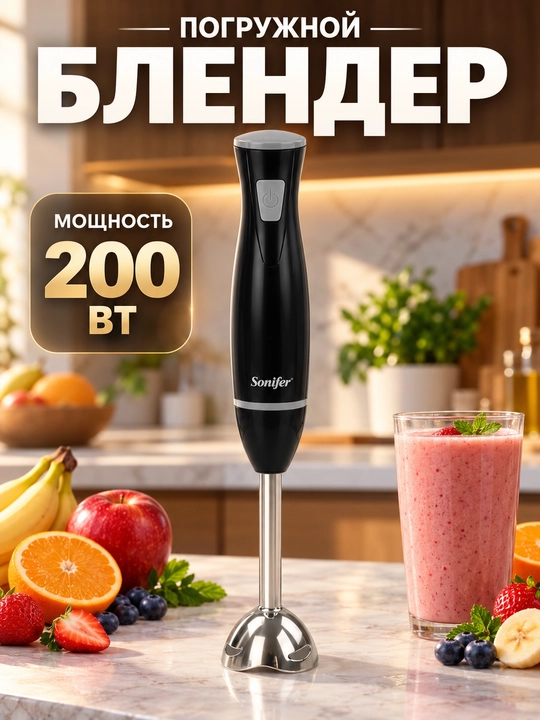 Sonifer botiriladigan blender, 200 W, zanglamaydigan po‘lat pichoqli