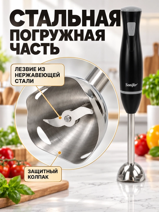 Sonifer botiriladigan blender, 200 W, zanglamaydigan po‘lat pichoqli