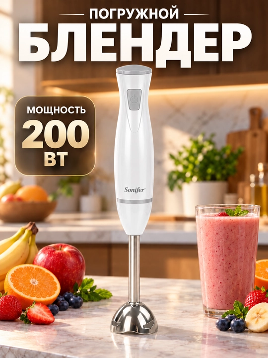 Sonifer botiriladigan blender, 200 W, zanglamaydigan po‘lat pichoqli