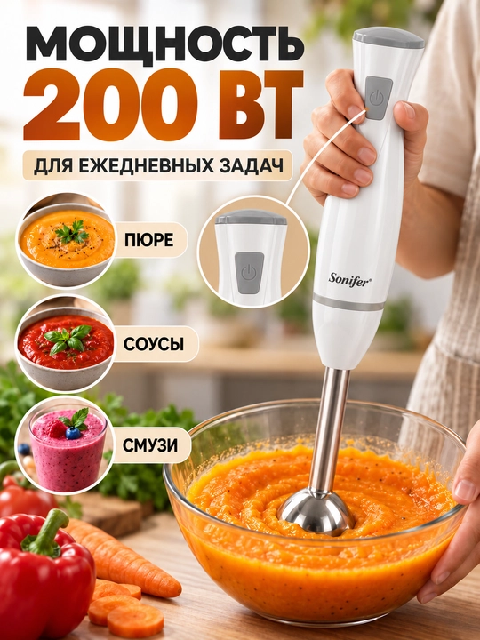 Sonifer botiriladigan blender, 200 W, zanglamaydigan po‘lat pichoqli - 