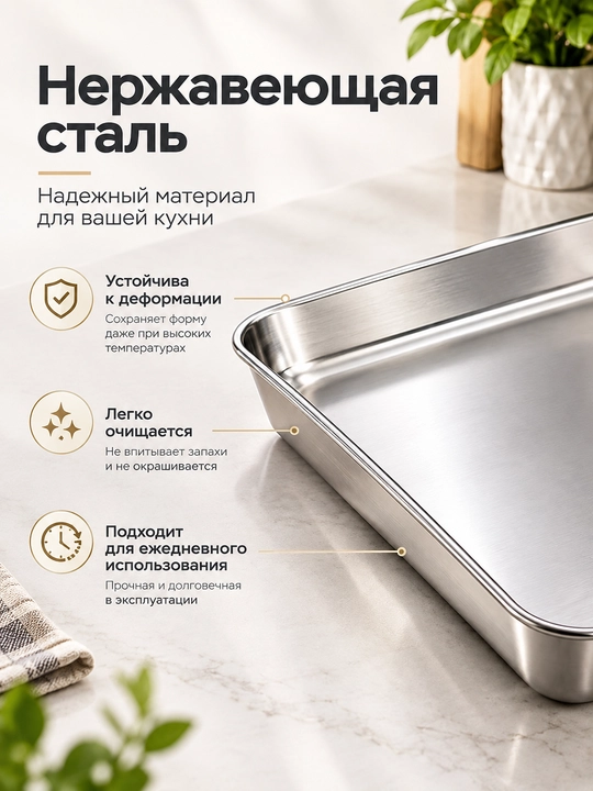 Metall to‘rtburchak pishirish patnis, pech uchun qolip, 40х60 sm
