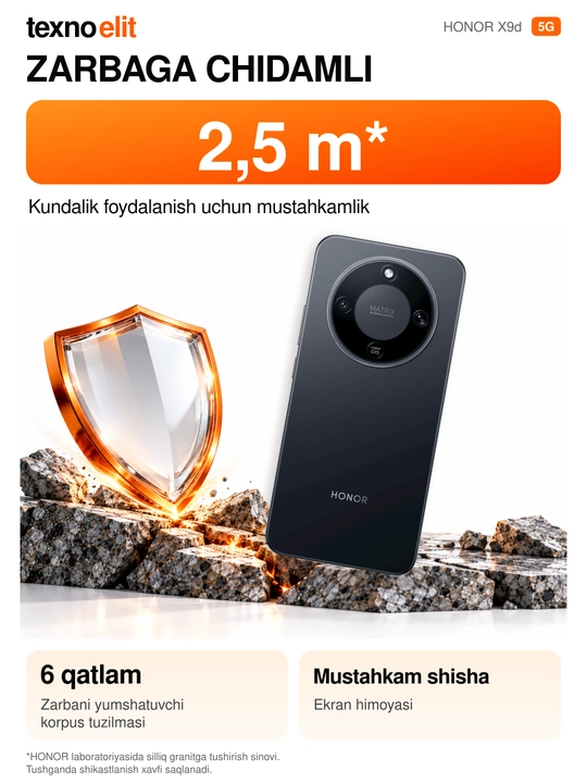 Смартфон HONOR X9d 5G, 12/256ГБ, Snapdragon 6 Gen 4, 108 Мп, 8300 мАч+В подарок рюкзак