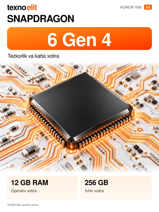 Смартфон HONOR X9d 5G, 12/256ГБ, Snapdragon 6 Gen 4, 108 Мп, 8300 мАч+В подарок рюкзак