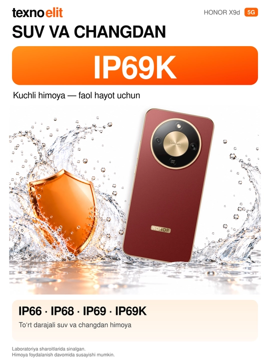 HONOR X9d 5G smartfoni, 12/256GB Snapdragon 6 Gen 4, 108 Mp, 8300 mAh,+Sovg'a Ryukzak