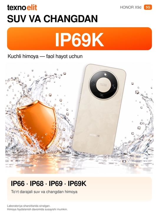 HONOR X9d 5G smartfoni, 12/256GB Snapdragon 6 Gen 4, 108 Mp, 8300 mAh,+Sovg'a Ryukzak