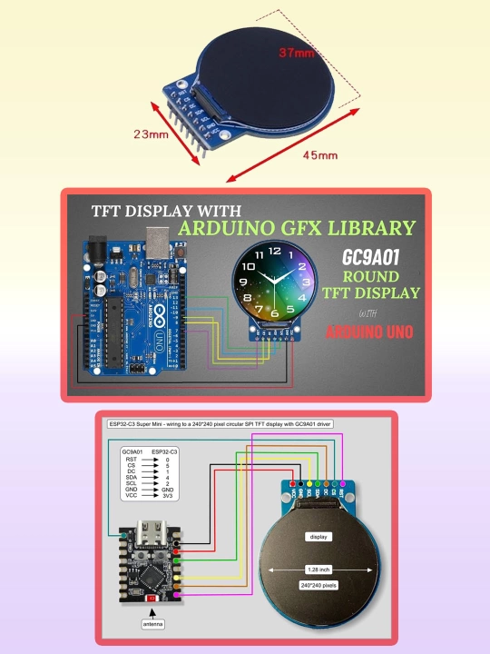 Rangli TFT LCD displeylar, sensorli va sensorsiz, SPI, 1.44' - 3.5', 8 ta/14 ta pin