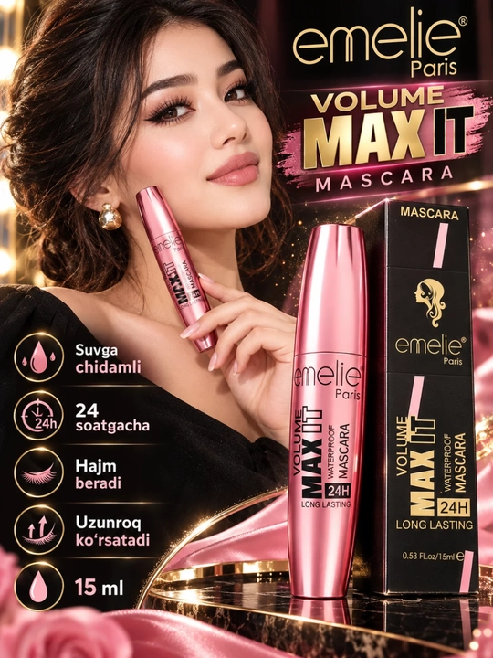 Emelie Paris Volume MAX IT suvga chidamli tush, 24H, 15 ml - 
