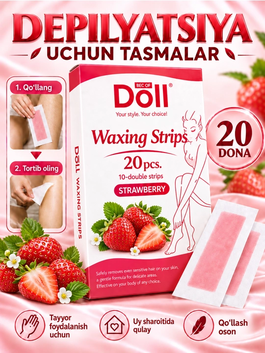 DOLL WAX восковые полоски для депиляции тела и лица, воск для волос, шугаринг, 20 штук