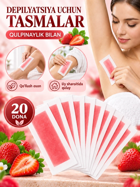 DOLL WAX восковые полоски для депиляции тела и лица, воск для волос, шугаринг, 20 штук