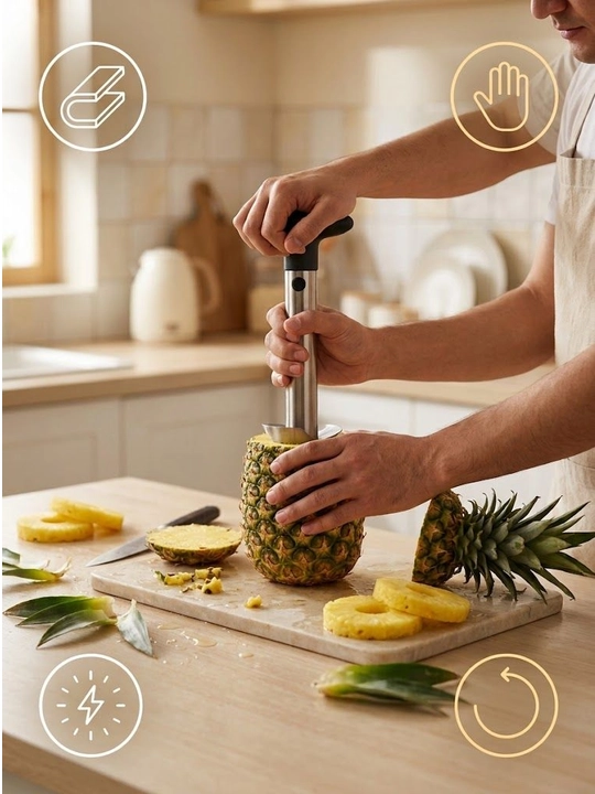 Ananas tozalagich va kesgich, oshxona pichog'i va moslamasi, zanglamaydigan po'lat Ananas
