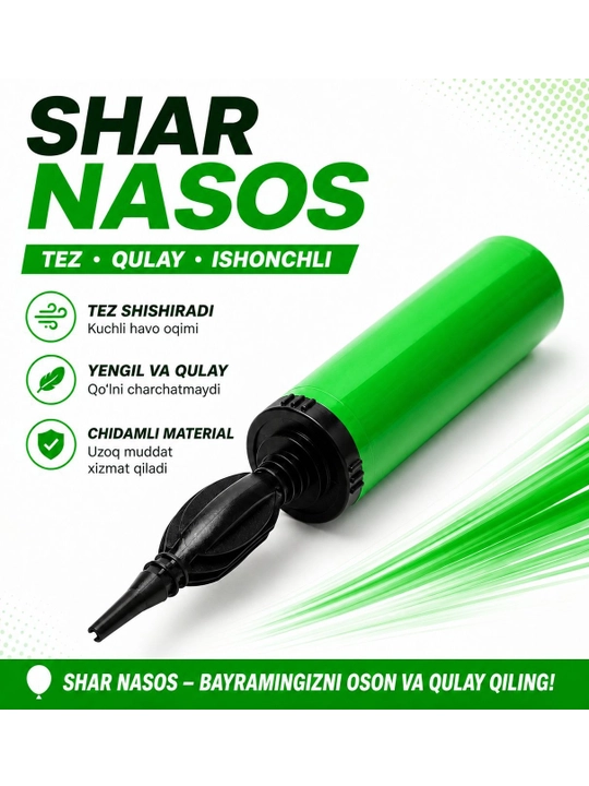 Balon nasosi, sharlarni puflash uchun qo'l nasosi - 