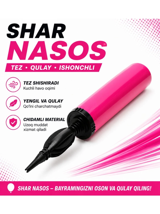 Balon nasosi, sharlarni puflash uchun qo'l nasosi - 