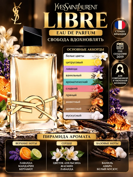 YvesSaintLaurent, LIBRE, Ayollar uchun unikal, jozibador va nafis ifor, 90ml