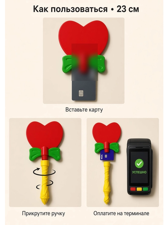 Холдер банковской карты Волшебная палочка, для бесконтактной оплаты у терминала 23 см