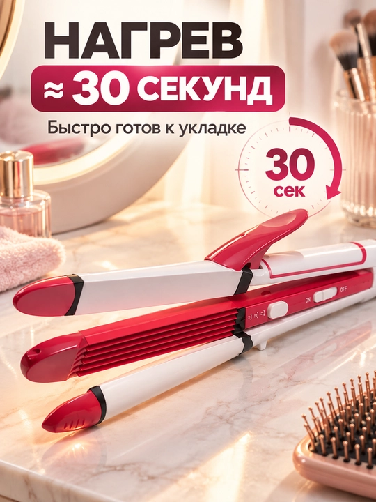 Плойка для волос 3 в 1 Cronier CR-8088, утюжок, гофре, стайлер