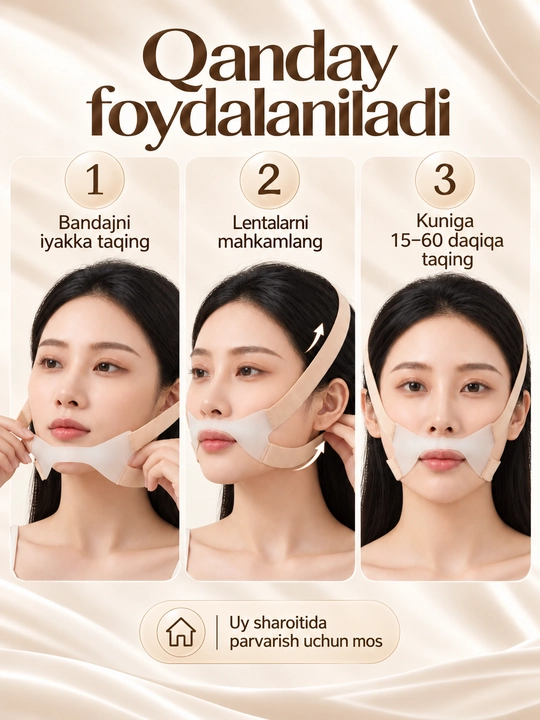 Yuz va iyak uchun bandaj niqob, lifting, ovalni tortish, elastik, ko‘p marta ishlatiladigan