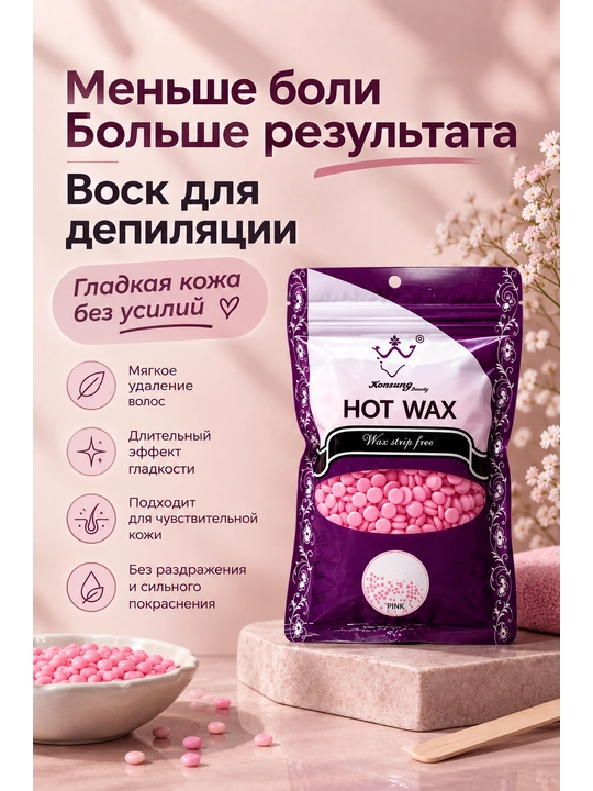 Depilyatsiya uchun granulalardagi issiq mum Hot Wax, 100 g, 200 g, 300 g - 
