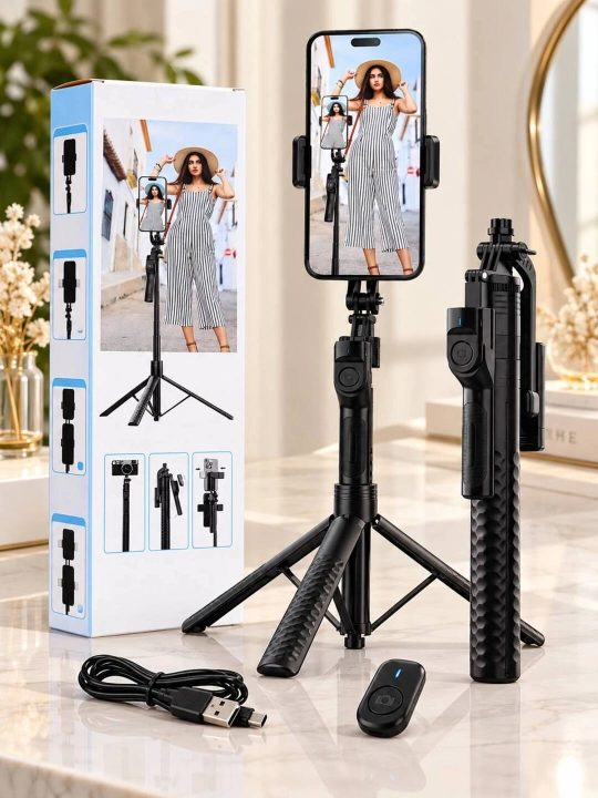 Telefon uchun tripod, selfi tayoq, shtativ, Bluetooth pultli monopod, telefon ushlagich
