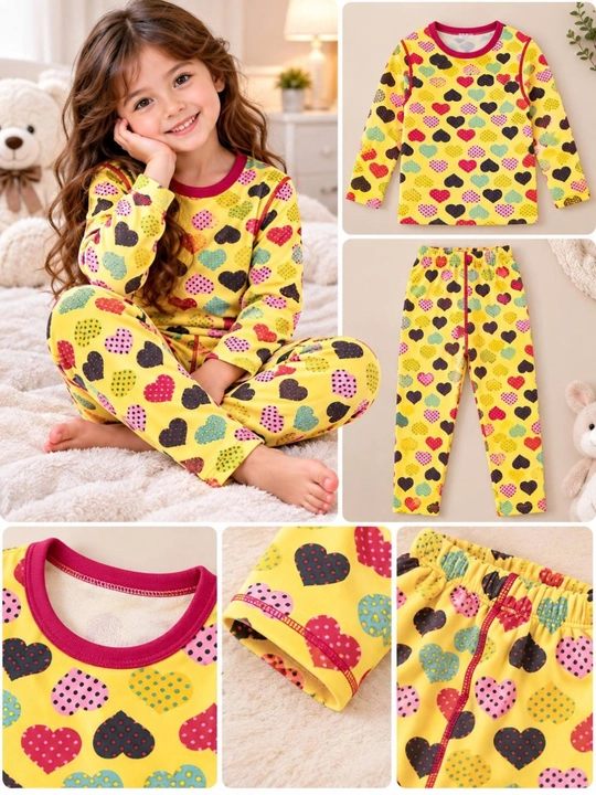 Qiz bolalar uchun nachosli paxtali pijama komplekti - 