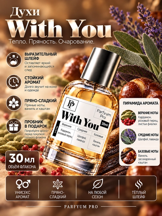 Духи With You для мужчин и женщин, духи Wiyh You by Parfyum Pro - 
