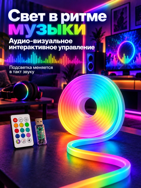 Pult bilan LED lenta 5 m, RGB lenta va neon lenta, ilova orqali boshqarish