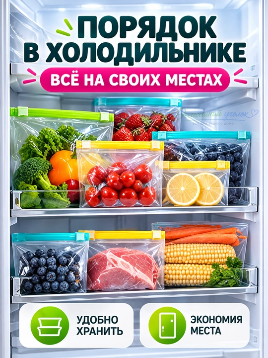 ZIP-пакеты для хранения с двойной застёжкой, набор 180 шт, размеры L/M/S