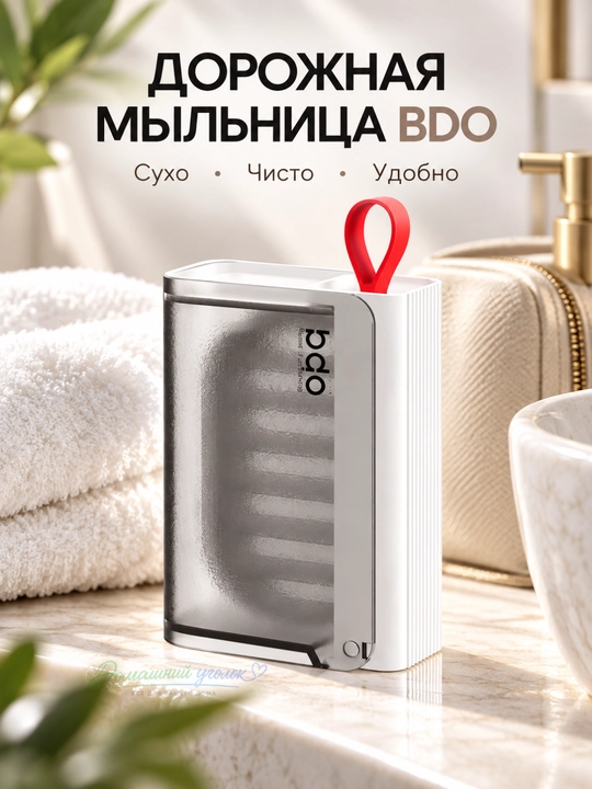 Дорожная мыльница BDO с дренажным поддоном и крышкой, белая, 11,5 см - 