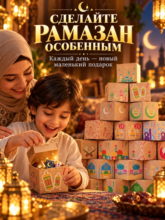 Bolalar uchun Ramazon advent-kalendari — 30 kunlik sovg‘a qutilari bilan