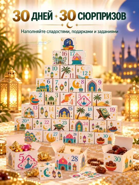 Детский адвент-календарь Рамадана на 30 дней с коробочками для подарков