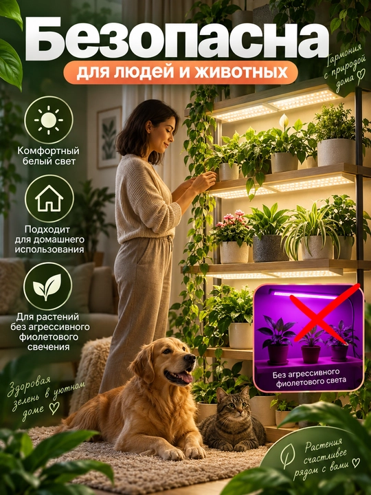 O'simliklar uchun LED lampa, to'liq spektrli fitolampa, taymerli 4 panel