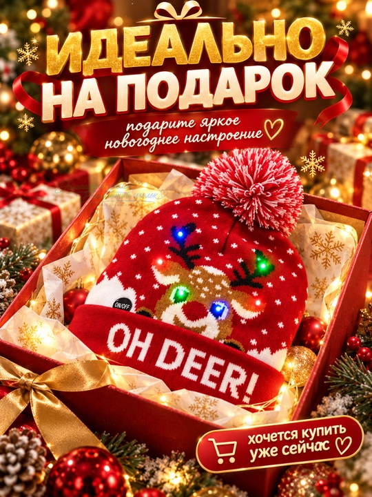 Yorqin, yangi yil shlyapasi, yoritgichli