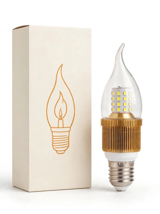 LED sham lampochkasi, 9/12 Vt, E14, oq, neytral va sariq chiroq