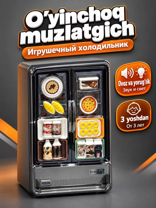 Oziq-ovqat muzlatgichi o‘yin paketi - interaktiv musiqiy o‘yinchoq, 3 yoshdan kattalar uchun - 