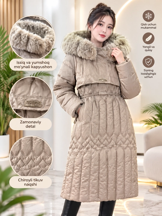 Kurtkalar qishki malamerka( 1-razmer kattasini tanlang) ayollar kurtkasi,xalafayder XL-5XL
