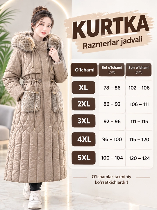 Kurtkalar qishki malamerka( 1-razmer kattasini tanlang) ayollar kurtkasi,xalafayder XL-5XL
