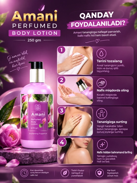 NASEEM Perfumed Body Lotion, 250 ml, Tana uchun xushbo‘y losyon, Dubay