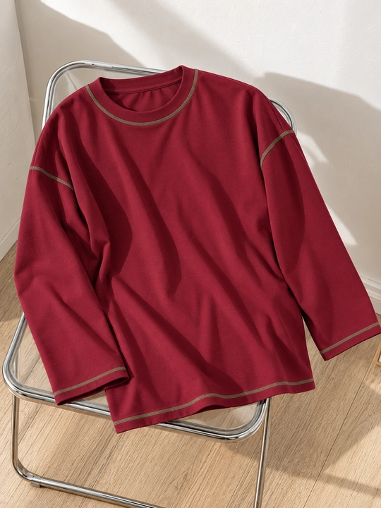 Ayollar uchun uzun yengli oversize longsliv, dekorativ chokli, GEM STYLE