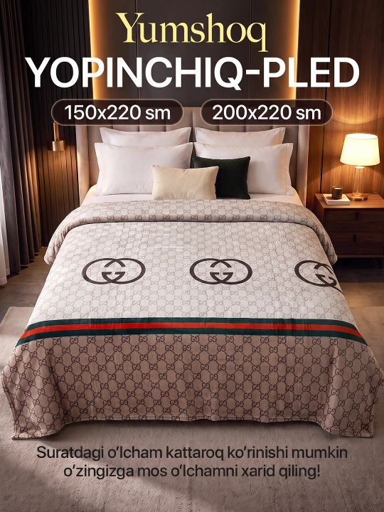 Yumshoq pled yopinchiq, yotoq va divan uchun, ikki kishilik adyol - 