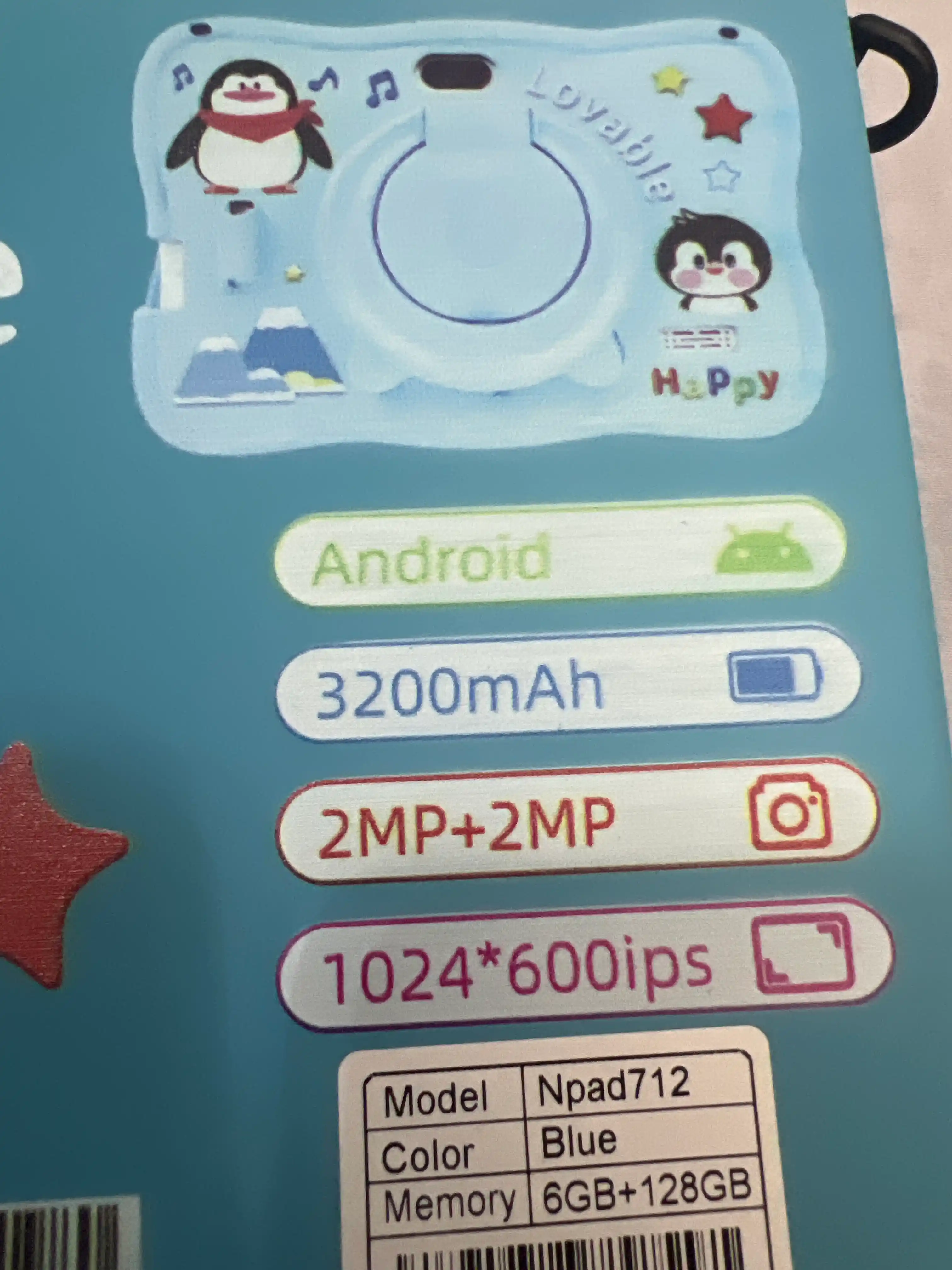 Bolalar planshet kompyuteri — xotira 128 Gb, Android 15 Pad712, C1000 CHico