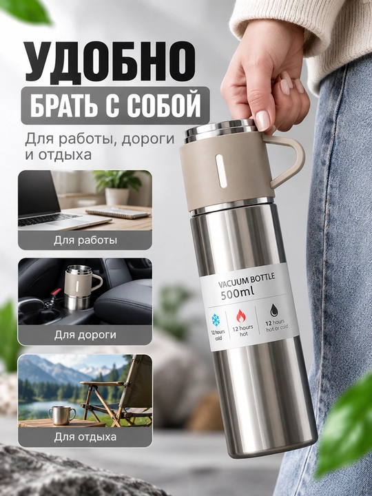 Termos sovg‘a to‘plami, 2 ta krujka bilan vakuumli set