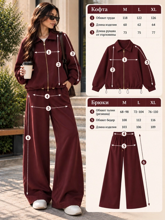 Ayollar sport kostyumi, oversize to‘plam, ikkilik, katta o‘lcham