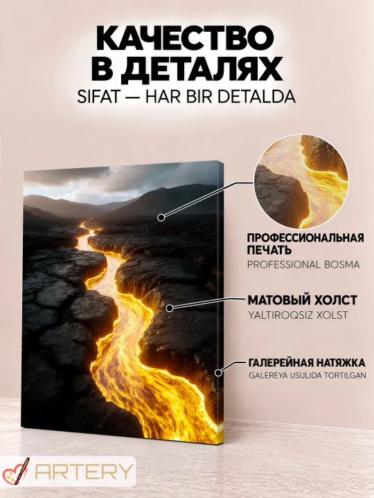 Картина на стену ARTERY, интерьерный постер и панно "Золотые миры"