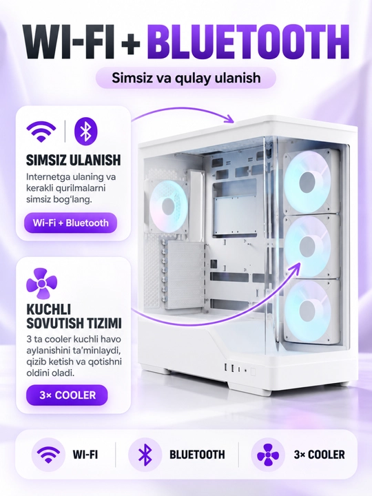 O'yin kompyuteri, Core i5-12400F, kelajak uchun mos zamonaviy tayyor kompyuter