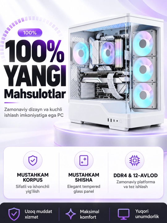 O'yin kompyuteri, Core i5-12400F, kelajak uchun mos zamonaviy tayyor kompyuter