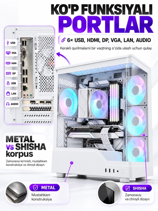 O'yin kompyuteri, Core i5-12400F, kelajak uchun mos zamonaviy tayyor kompyuter