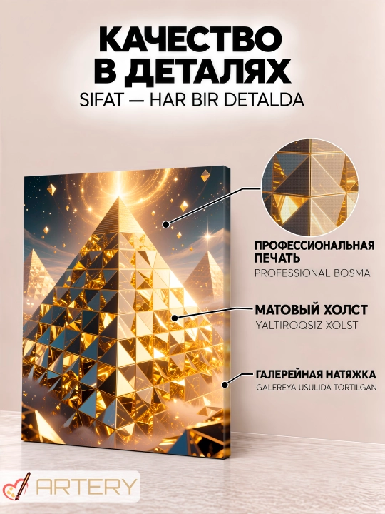 Картина на стену ARTERY, интерьерный постер и панно "Золотые миры"