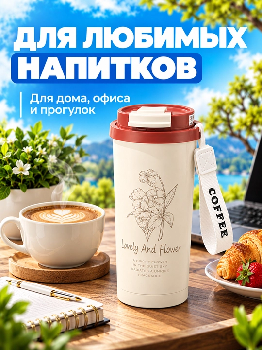 Termokrujka 500 ml — qahva va choy uchun yopiladigan qopqoqli stakan