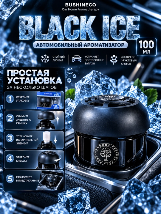 BUSHINECO Black Ice — автомобильный ароматизатор, 100 мл - 