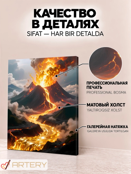 Картина на стену ARTERY, интерьерный постер и панно "Золотые миры"